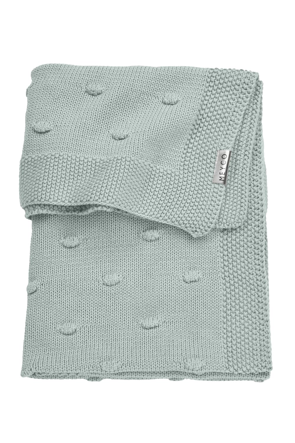 Meyco 2733053 Knitted Baby Blanket with Knots 75 x 100 cm Stone Green