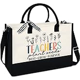 OASSIE Teacher Appreciation Gifts - Canvas Tote Bag 13oz With Zipper - Teacher's Day Birthday Thank You Gifts for Teachers