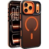 BENTOBEN Magnetic for iPhone 17 Pro Max Case 2025 [Compatible with Magsafe] [Military-Grade Protection] Matte Women Men Anti-Slip Shockproof Bumper Phone Cases for 17 Pro Max 6.9", Cosmic Orange/Black