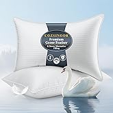 COZSINOOR Goose Down Feather Pillows Queen Size Set of 2 | Hotel Quality Soft 600 TC Cotton Cover, Fluffy Support Fill for Back, Stomach, Side Sleepers
