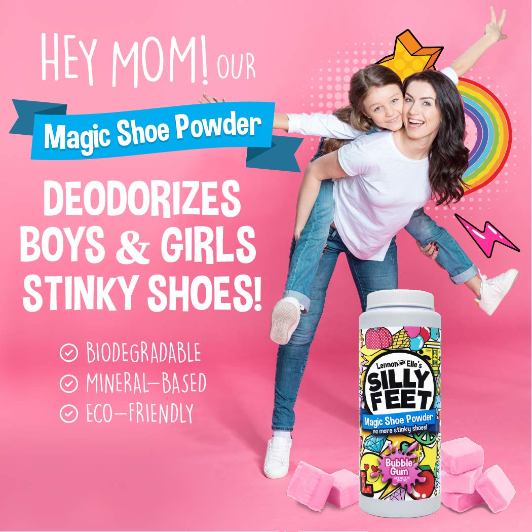 Magic Shoe Smell Powder - Foot Powder Shoe Odor Eliminator For Kids Smelly Feet - 8 oz Bubble Gum Scent : Beauty