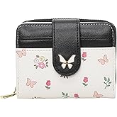 Bakurok Wallet Women Small RFID Blocking Bifold Compact Credit Card Holder Floral Cute Ladies Purse with Zipper Coin Pocket