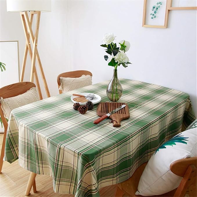 FuJia Manteles Enrejado Mantel algodón Lino Arte Mantel Rectangular