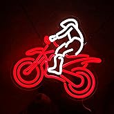 DirtBike Neon Sign Motercycle Neon Light Motocross LED Light Up Sign Dirt bike Gifts for Man Cave Motorcycle Accessories for Garage LED Sign Teen boy Gifts Wall Art 13.8"×12.6"