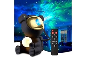 AOSHET Astronaut Galaxy Projector, 2 in 1 Star Projector Galaxy Light with Moon Night Light, 360° Adjustable Light Projector with Remote Control, Gifts for Kids/Adults, Decor for Bedroom/Home/Party(Black)