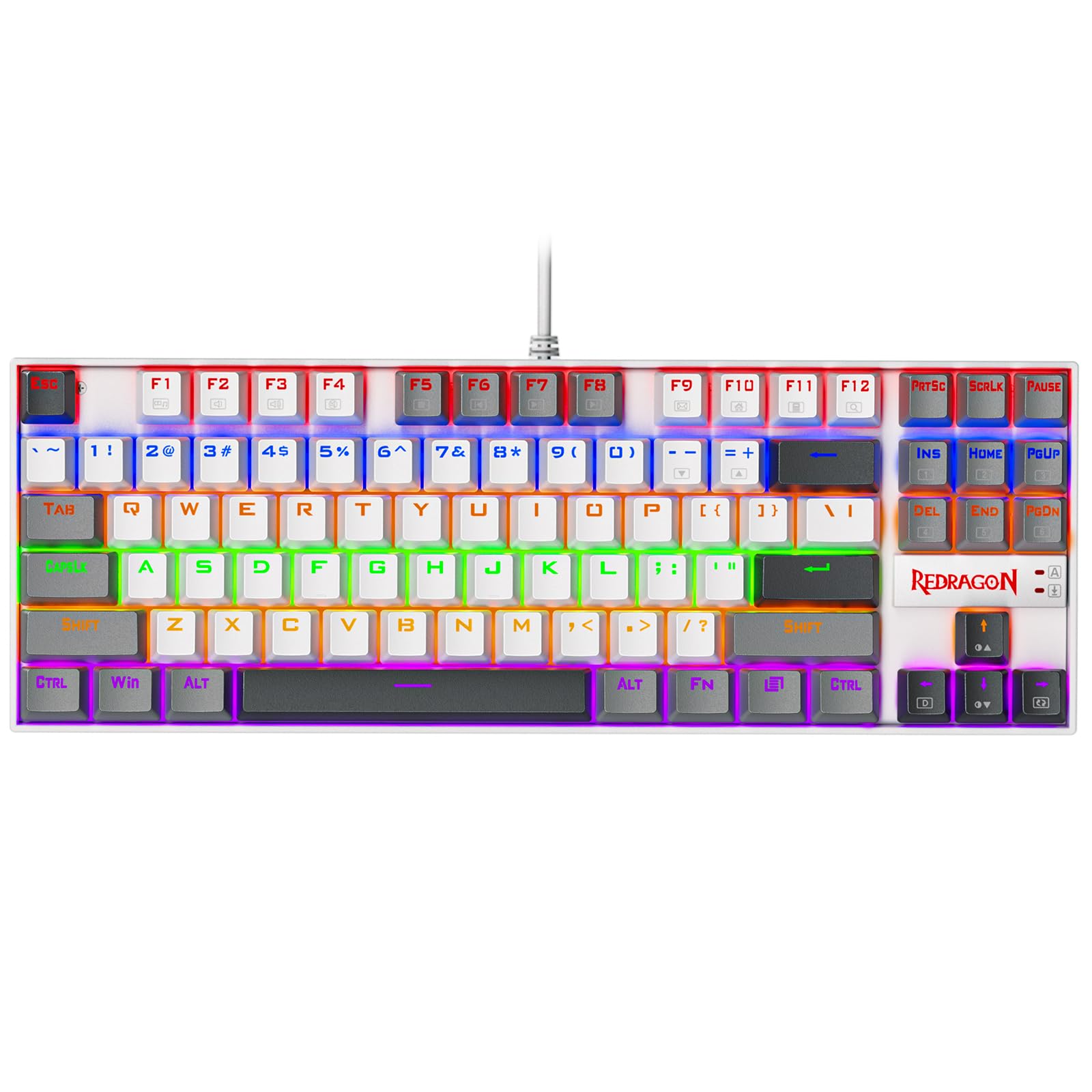 Redragon K552 Mechanical Gaming Keyboard, 87-Key Compact, LED Gaming Keyboard with Red Switches, Anti-Ghosting, Metal Frame for PC Gaming & Typing, Beginner-Friendly (Polar Monolith)