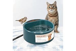PETLESO Heated Dog Bowl, Heated Water Bowl for Outdoor Cats, Winter Dog Water Dish with AntiBite Wire Heating Chicken Waterer Smart Thermal Bowl for Rabbits Birds Feral Animals, 35W 2.2L