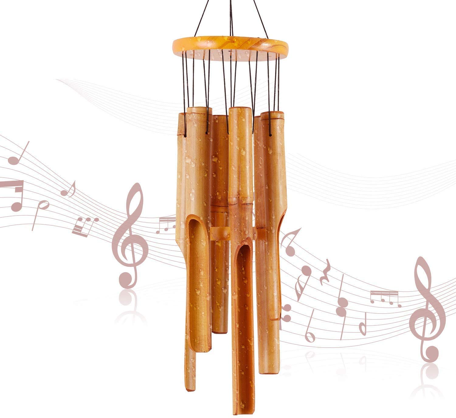 RDUTUOK Bamboo Wind Chimes Memorial Wood Wind Chime - Large Indoor Outdoor Wooden - 32inch Wind Chimes for Garden, Yard,Patio and Home Décor