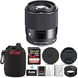 Sigma 30mm f/1.4 DC DN Contemporary Prime Lens for Sony E-Mount w/ 64GB Extreme PRO Bundle