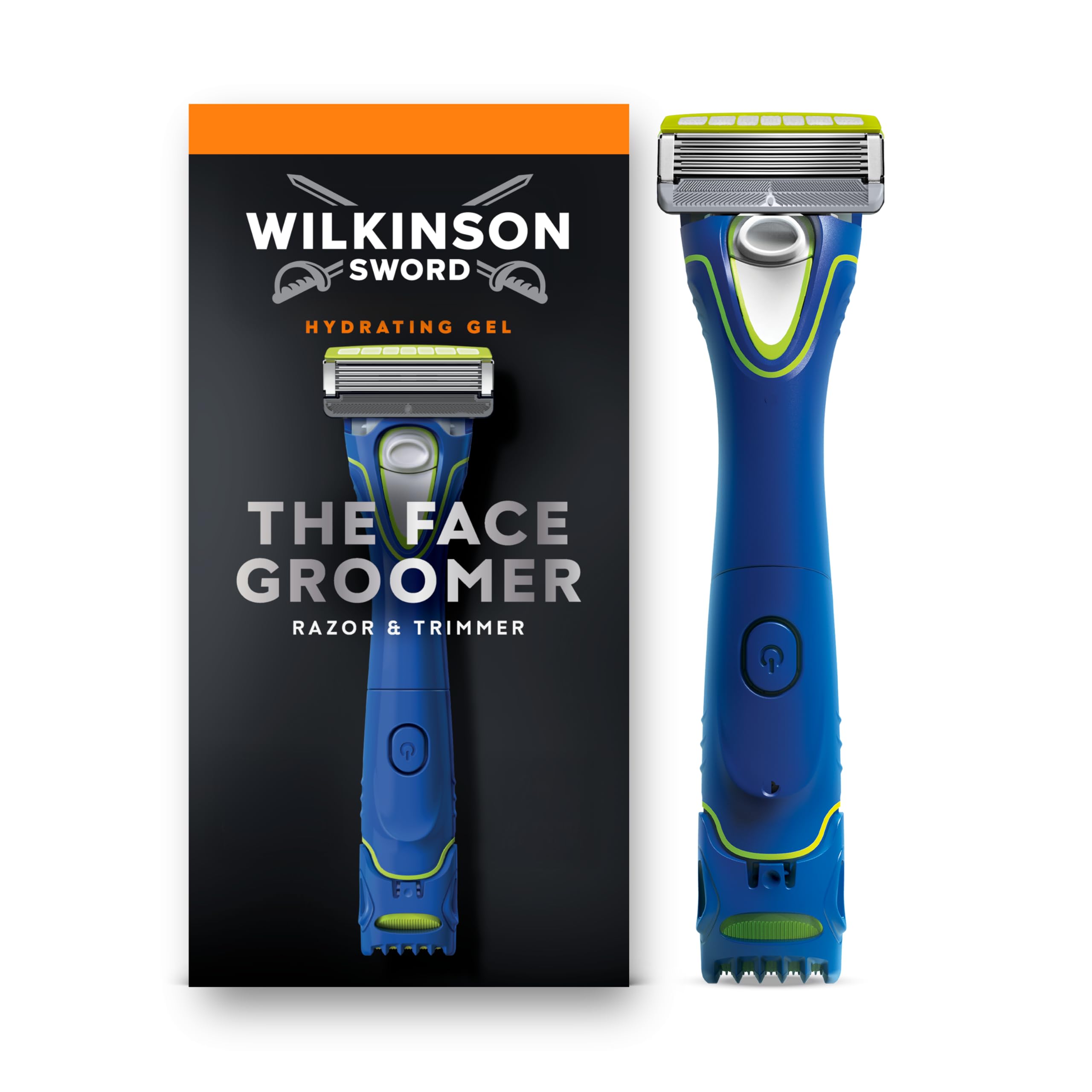 Wilkinson Sword Hydro 5 Groomer Shaver, Yellow, 1 count, Moisturizing Gel Reservoir, Compact Trimmer, Adjustable Trimmer, for Men's Personal Grooming