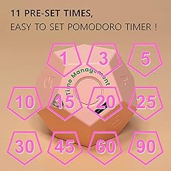 CreaViva Cube Timer, Pomodoro Timer, Rechargeable