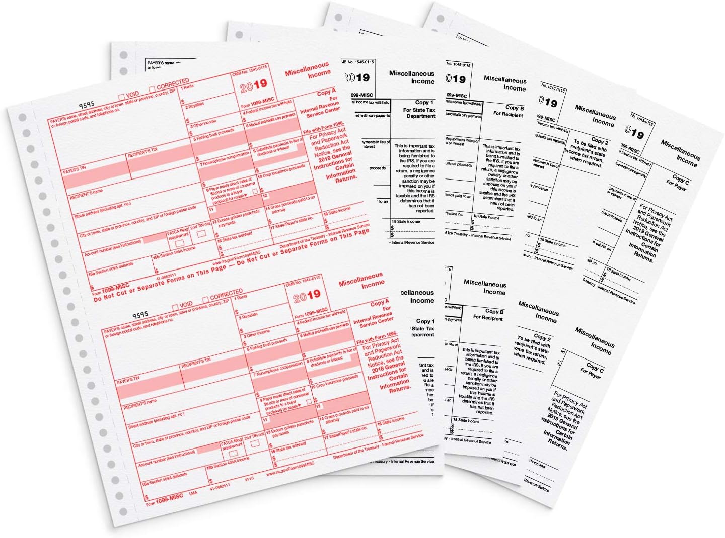 Amazon.com : 1099 MISC Forms 2019, 5 Part Tax Forms Kit, for QuickBooks ...