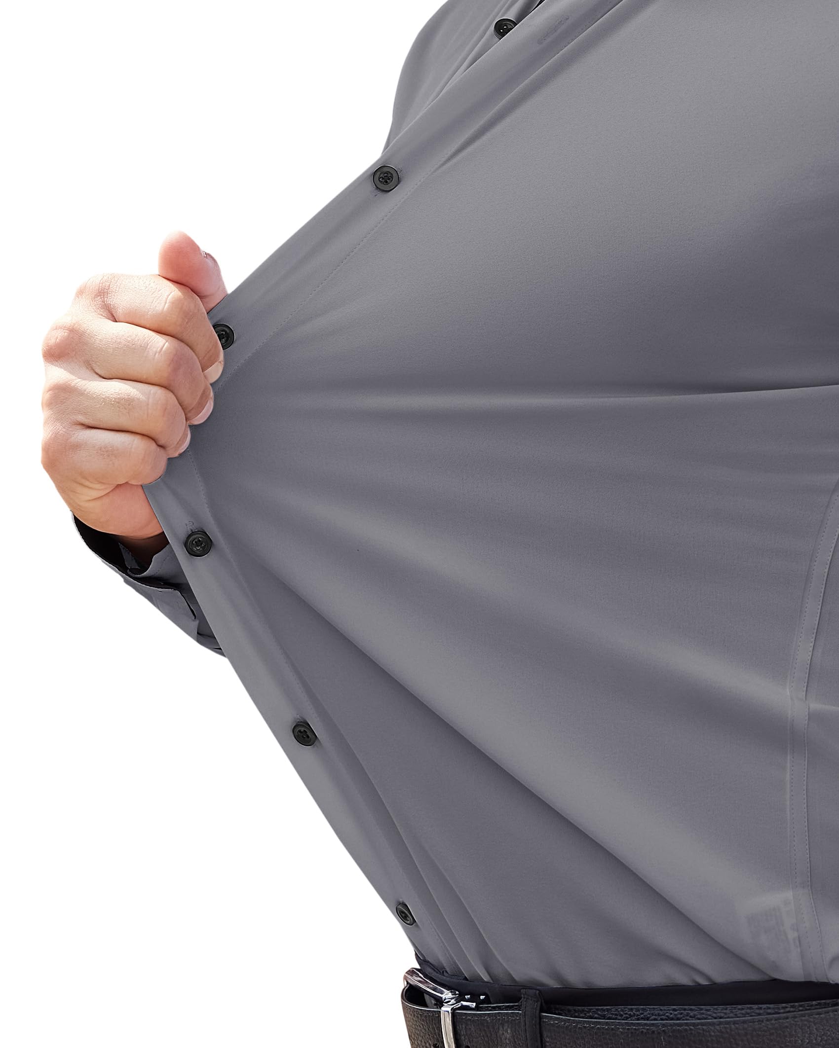 J.VER Hemd Herren Langarm Männer Herrenhemden Bügelfrei Regular Fit Freizeithemden Businesshemd Langarmshirt Hemden,Grau,L 2