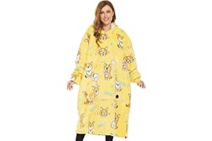 THREE POODLE Wearable Blanket Hoodie, Oversized Sherpa Blanket Sweatshirt for Adults Women Men Kids, Cozy, Warm and Fuzzy Hooded Blanket, One Size Fits All