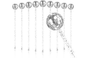 WANGDEFA 10 PCS DISCO BALL DRINK STIRRERS Glitter Drink Stirrers Lolipop Sticks Disposible for Last Disco disco bachelorette New Year’s Eve and wedding (silver)