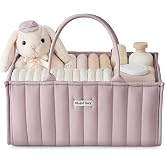 Blissful Diary Baby Diaper Caddy Organizer, Nursery Storage, Mauve Pink | Portable Storage Basket with Removable Dividers, Gift for Baby Shower, Newborn Boy &amp; Girl Essentials, Baby Registry Must Have