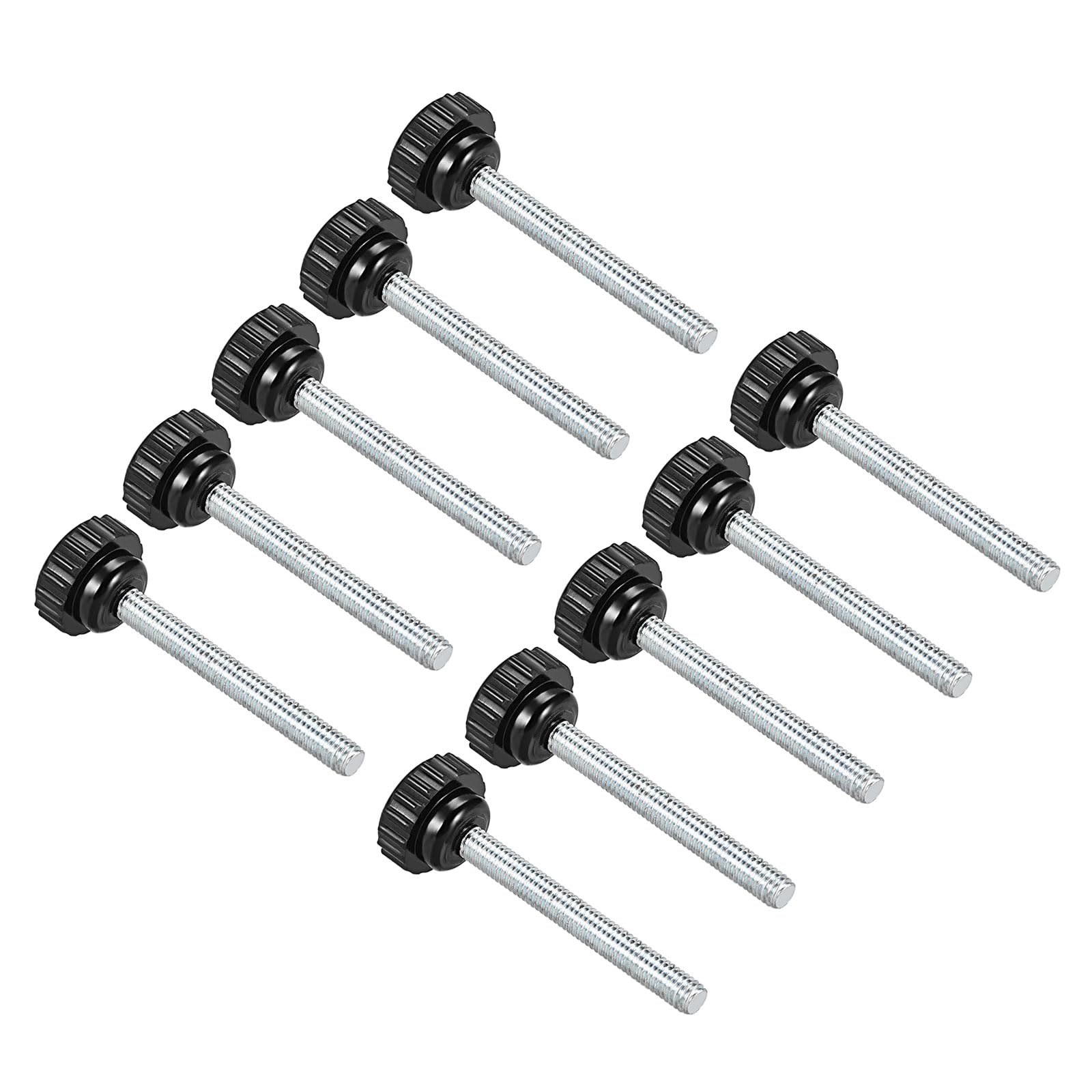 CoCud Knurled Clamping Knobs, M6 x 50mm Male Thread 21mm Head, Thermoset Plastic Thumb Screw Grip Bolt Knobs Black - (Applications: for Lathe Machinery), 10-Pieces