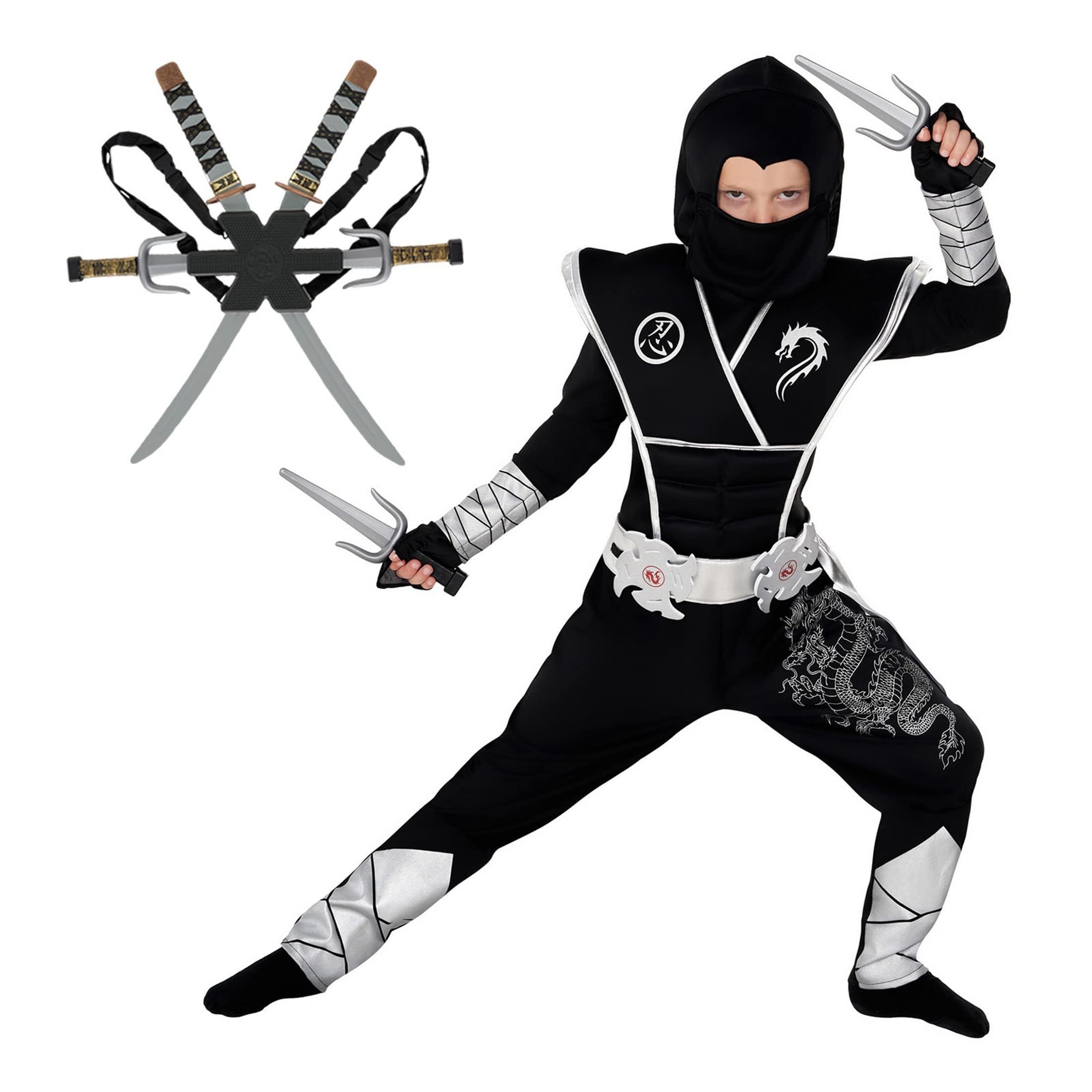 Morph Deluxe Silver Ninja Costume for Boys, Ninja Outfit Kids, World Book Day Costumes for Kids, World Book Day Costumes for Boys, Small