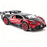 BDTCTK Bugatti Vision GT Supercar 1/32 Zinc Alloy Die Casting Pull Back Car Model Toy Sound and Light for Boy Girl Gift （red）