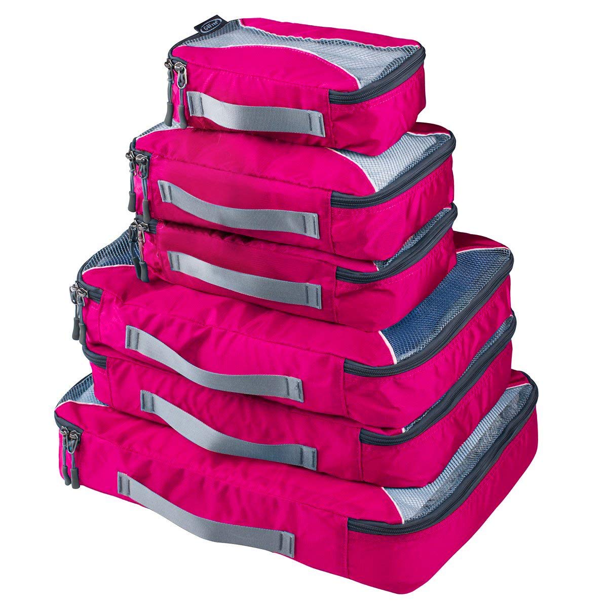 G4Free 4pcs/6pcs/7pcs Packing Cubes Suitcase Organiser Packing Bags Luggage Organiser Value Set for Travel Home Storage ((1S+2M+2L+1XL)-6PC, Pink)