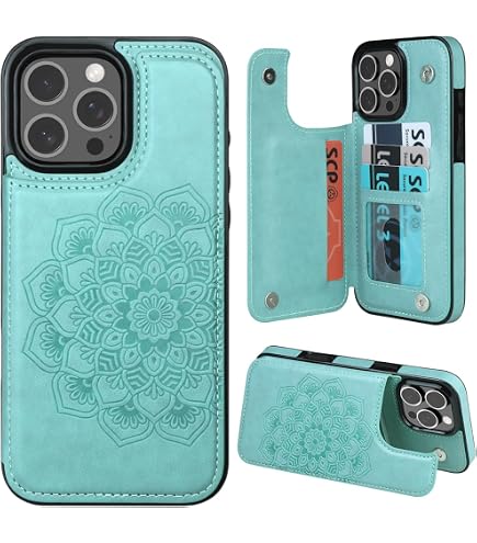 UCOLOR Klapphülle Für IPhone 16 Pro Max Mit Kartenhalter & RFID-Schutz – Pinke Blumen