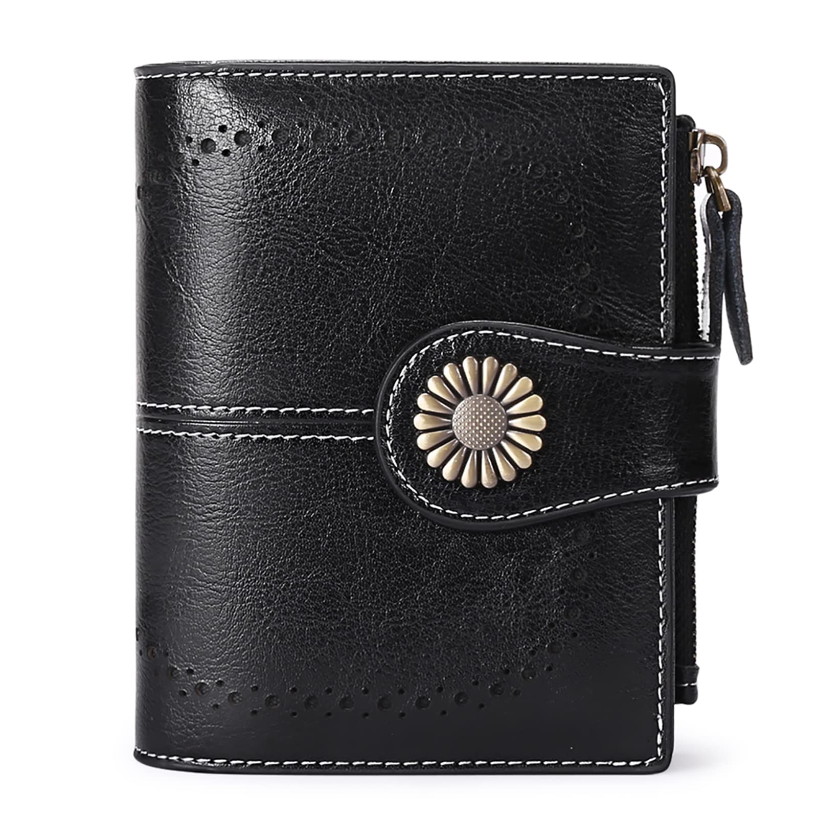SENDEFN Bifold Purse Card Holder Wallet Genuine Leather RFID Blocking Wallet for Women with 16 Card Slots