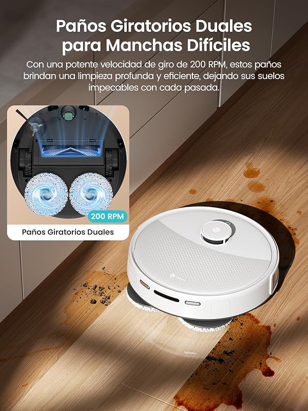 M3L Robot Aspirador e Esfregão, 220min, 10 000Pa de sucção, navegação dtoF, esfregona com dupla volta, lavagem e secagem automáticas, esvaziamento automático para 3,2 L, escovas anti-emaranhado