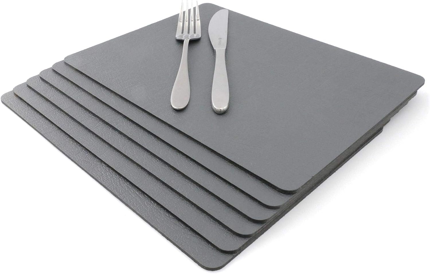 Leather Place mats Sets of 6 Slate Grey Place mats, Made in The UK