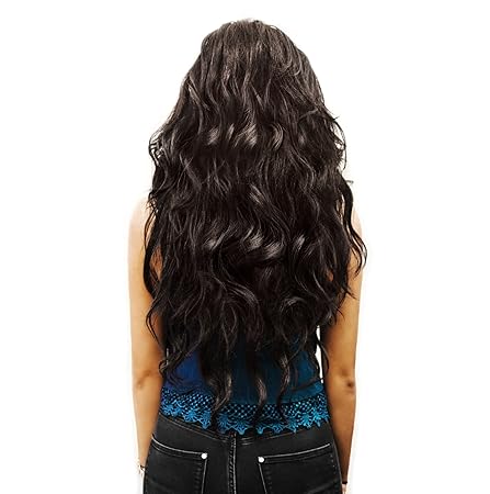 Haarextension braun Haarverlängerung Clip In Extensions Set 7 Haarteile 60 cm gelockt hitzebeständig