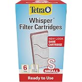 Tetra Whisper Small Filter Cartridges for Aquariums, 6 Count | Ready to Use, Fits Tetra Whisper Filters for Fish Tanks 1 - 4 Gal, Replace Monthly