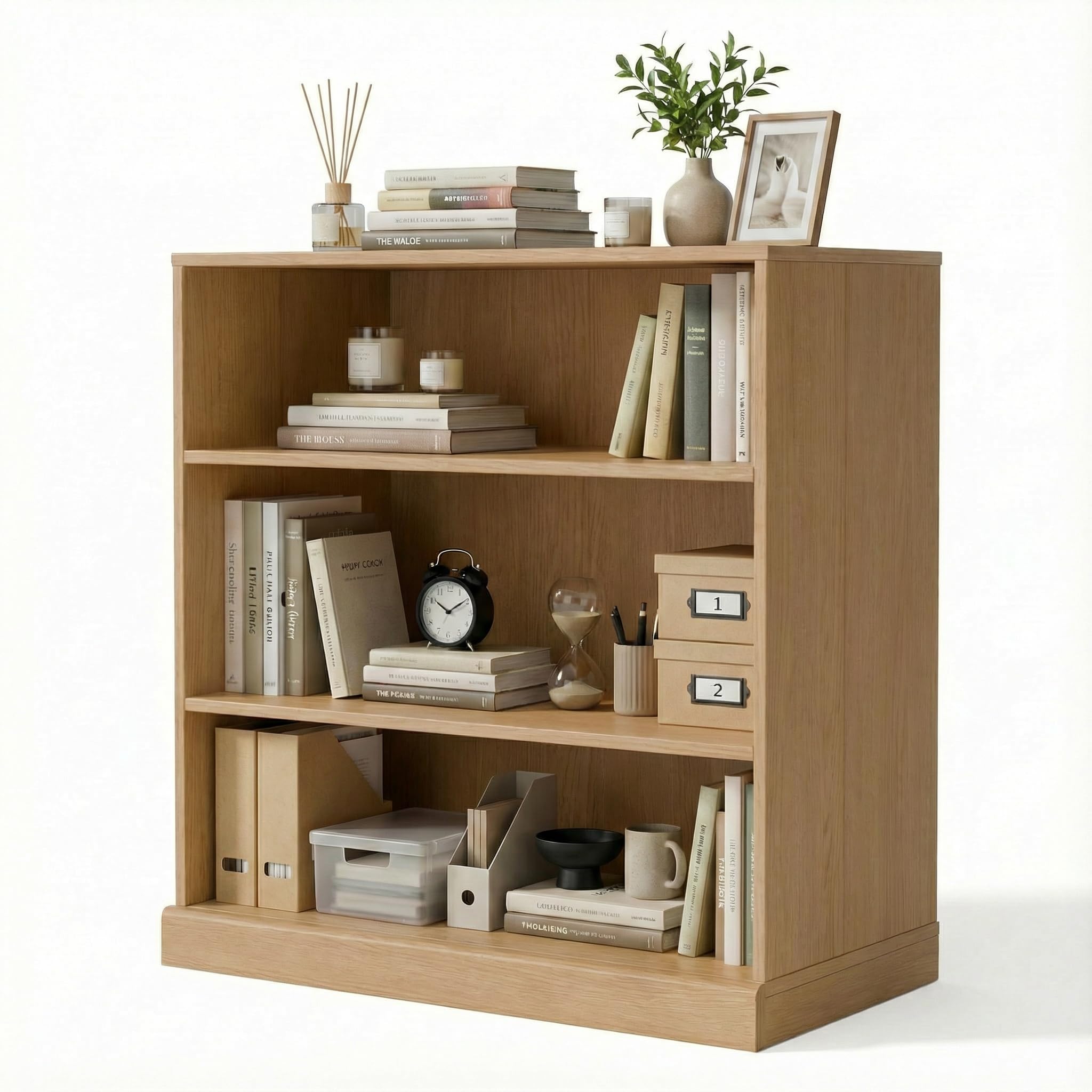View 1 of ***MISSING PARTS - SEE NOTES/PICTURE***Casaphoria 36" H Wooden Bookshelves, 3 Tier Heavy Duty Bookshelf with Adjustable Shelves, Farmhouse Bookshelf with 16" Deep Storage Space for Living Room,Bedroom & Home Office