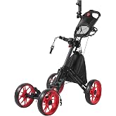 Zovbrei 4 Wheel 360 Rotating Front Wheel Golf Push Cart Lightweight and Foldable Walking Golf Cart Umbrella Holder Included (4 Wheel)