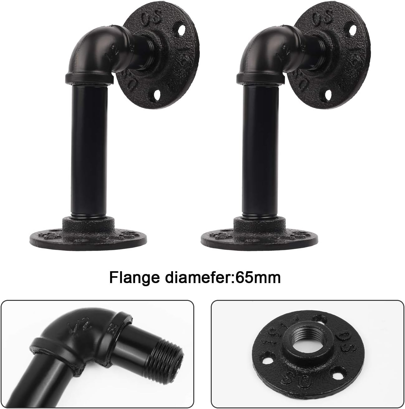 EQUASON Set of 6 Industrial Iron Rustic Pipe Custom Floating Shelves DIY Shelf Brackets Black Hardware Included: Home Improvement