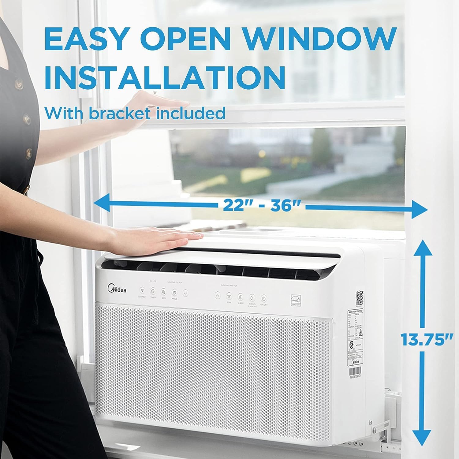 Midea 12,000 BTU U-Shaped Smart Inverter Window Air Conditioner, Cools up to 550 Sq.Ft., Ultra Quiet, Works with Matter/Alexa/Google Assistant, Open Window Flexibly,Energy Savings,Remote Control,White