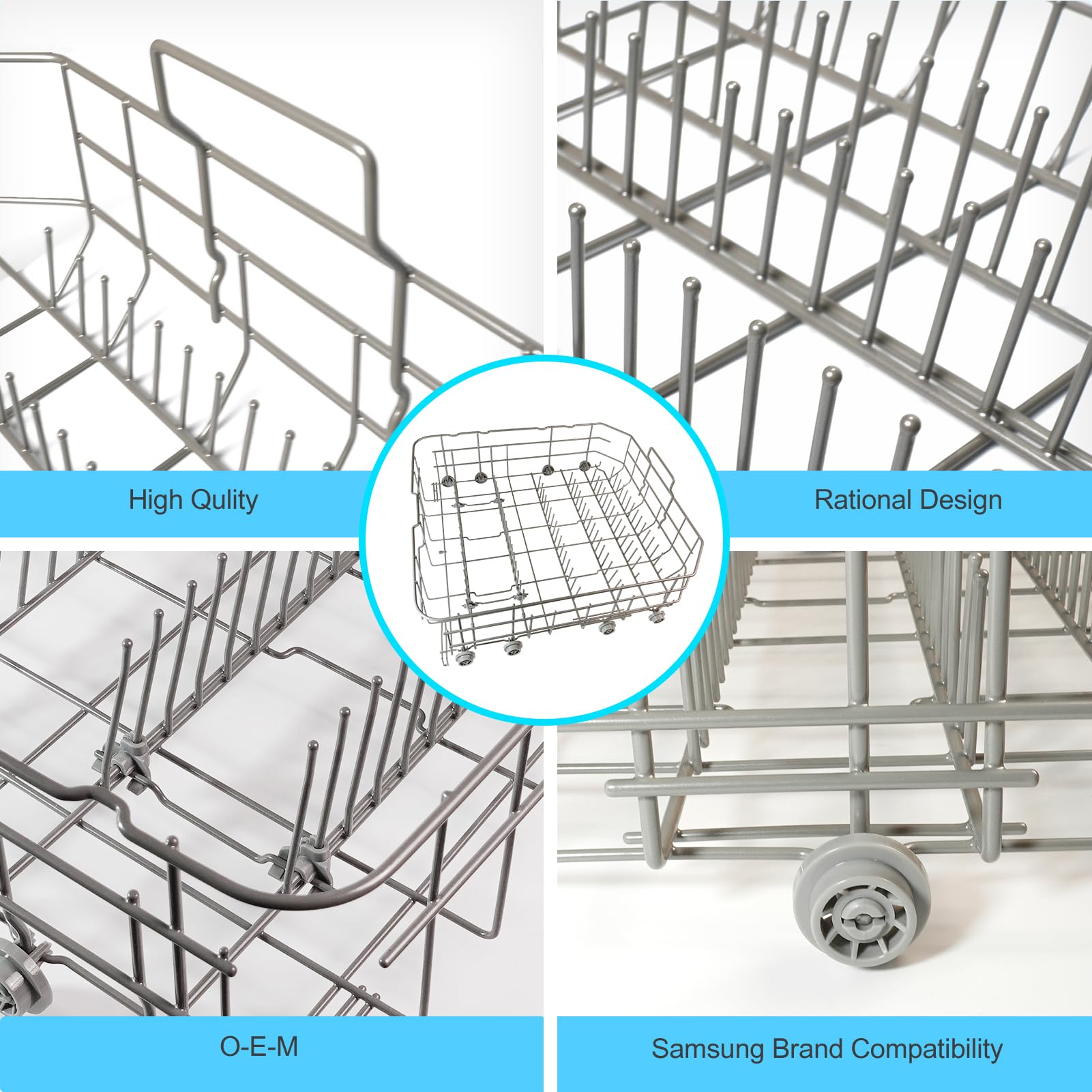 2025 upgraded Samsung Dishwasher DD82-01073A Lower Rack Assembly Replacement for Samsung Dishwasher Dishrack Modle DW80R5061/DW80R5060/DW80K7050UG/DW80K5050US Series