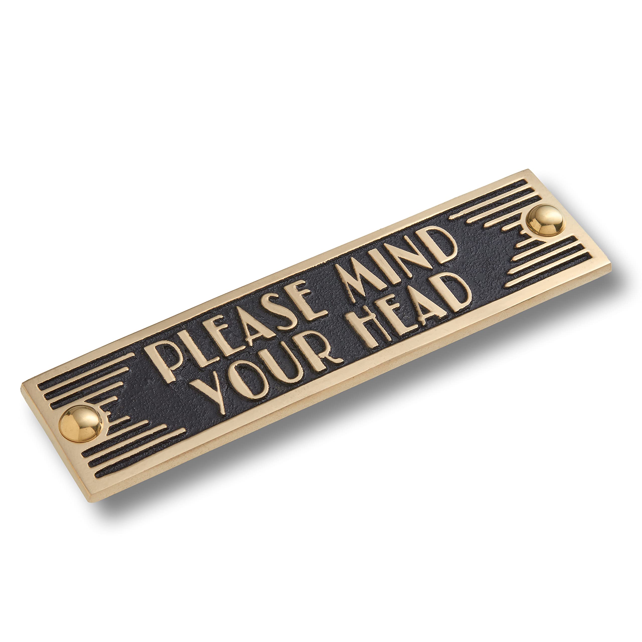 The Metal Foundry Mind Your Head Metal Door Sign. Art Deco Style Home Decor Accessories Door Or Wall Brass Plaque. Handmade In England.
