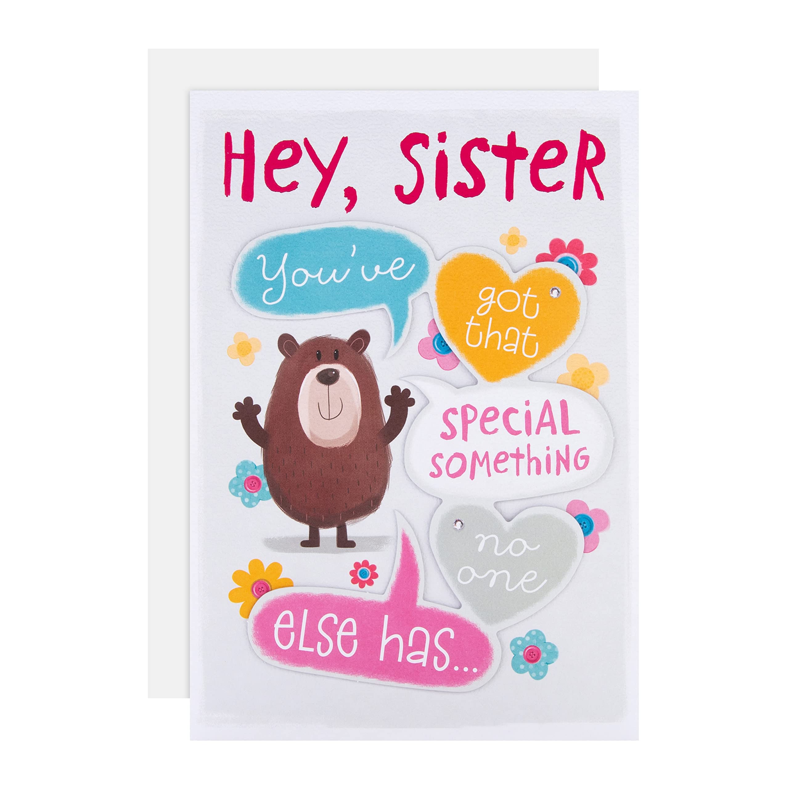 Hallmark Birthday Card for Sister - Cute 'Special Something' All About Gus Design