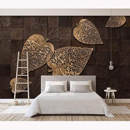 Carte Da Parati Vintage Retro Venatura Del Legno Foglie D