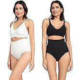 Seraphine Vivette Postpartum High Waisted Compression Tummy Control Panties, Post-Maternity Shaping Briefs, Shapewear Underwear for Women, 2 Pack, Black/White, M