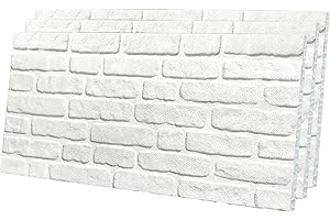 IZODEKOR 3D Stone Effect Wall Panels - Faux Stone Paneling for Living Room, Kitchen, Bathroom and More | Natural Stone Look | Easy Application | Snow White - Pack of 3, Covers 16 sq ft