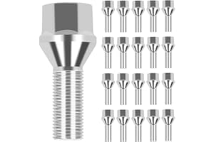 Fancemot M12x1.25 Wheel Lug Bolt, 21 Packs Lug Nut Bolts, 28mm Shank Length, 17mm Hex Conical Compatible with Jeep Compass, Cherokee, Renegade, Chrysler 200, Fiat 500, Dodge Dart