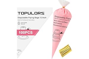 TOPULORS Disposable Piping Bags 12" Height - 100 PCS Pastry Bags - Tipless Icing Piping Bags for Frosting - Ideal for Cakes a