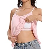 Orrpally Women Button Front Tank Built in Bra Flowy Camisole Adjustable Spaghetti Strap Tank Top