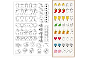 PH PandaHall 11 Styles Clear Stamps for Card Making Weather Five-star Skull Diamond Leaf Transparent Silicone Stamp Heart Pap