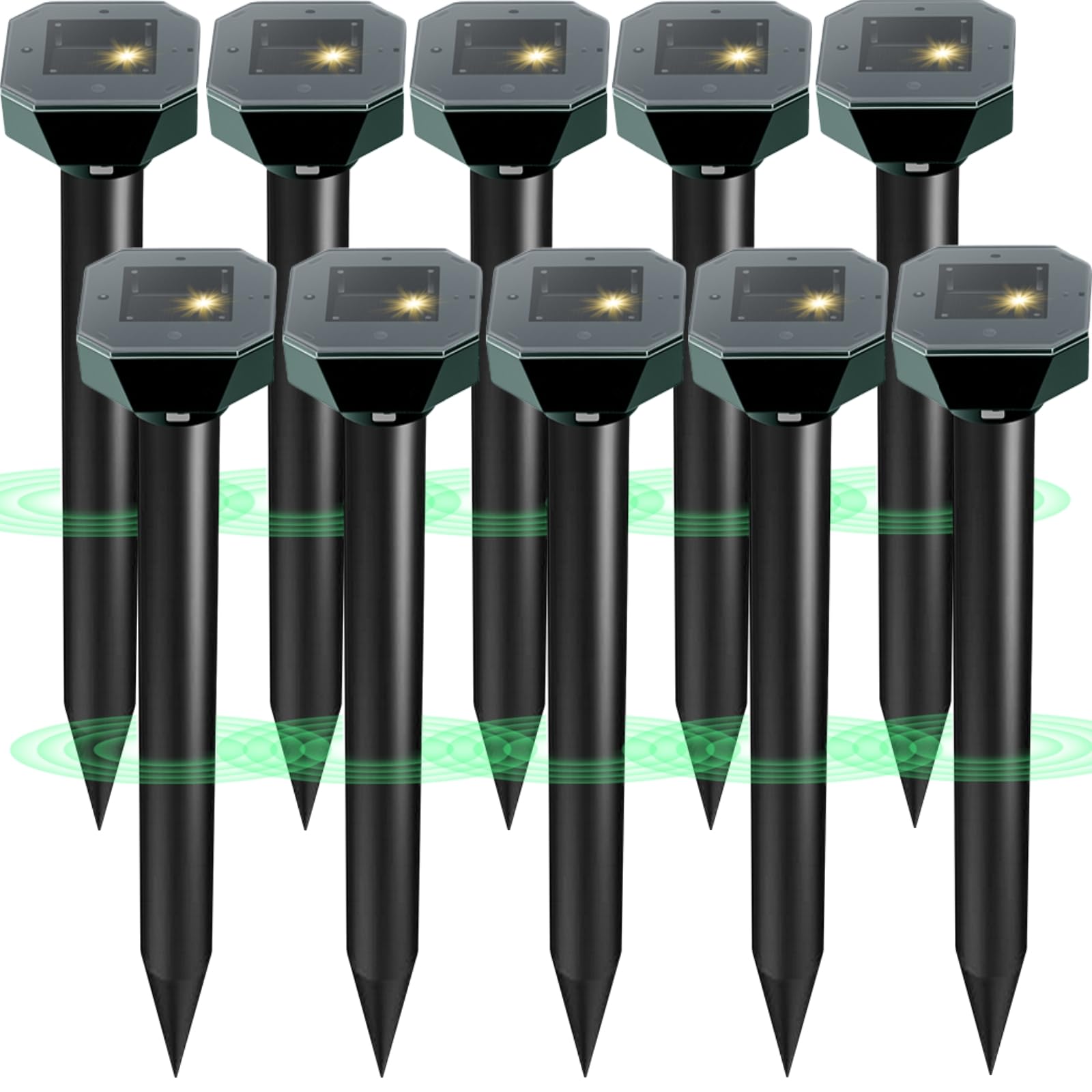 Photo 1 of Snake & Mole & Rabbit Repellent Solar Powered, Ultrasonic Deterrent, IP65 Waterproof, to Get Rid of Vole, Gopher, Groundhog, Rodent, Chipmunk, Raccoon and Skunk for Lawn & Garden, 10 Pack