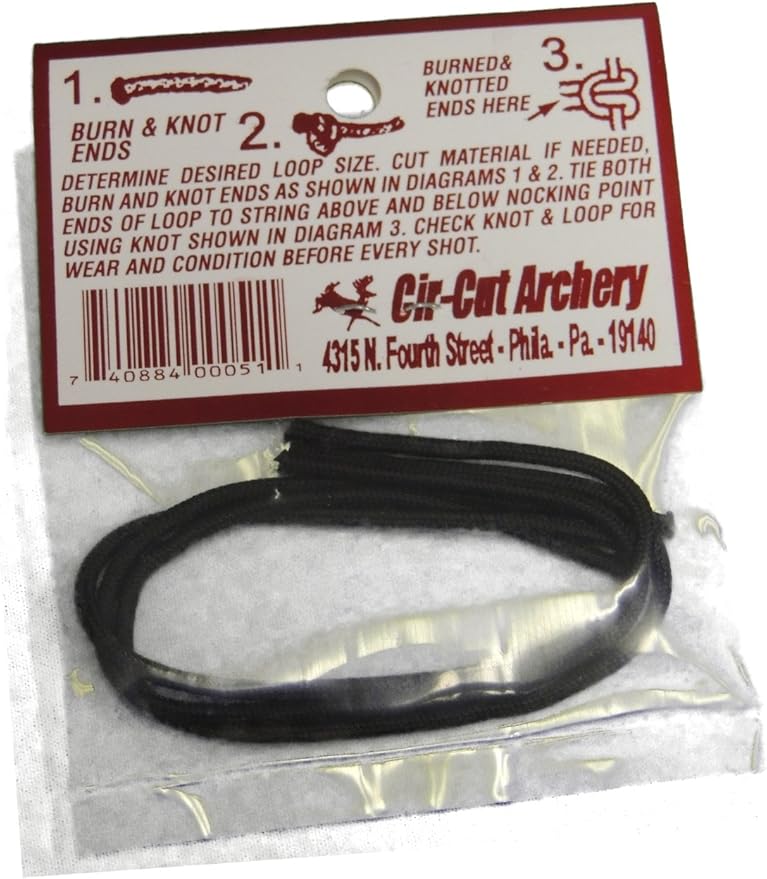 CirCut Archery Black Release Loop Rope 3Pc NS63 Super Loop Bowstring D Nocking