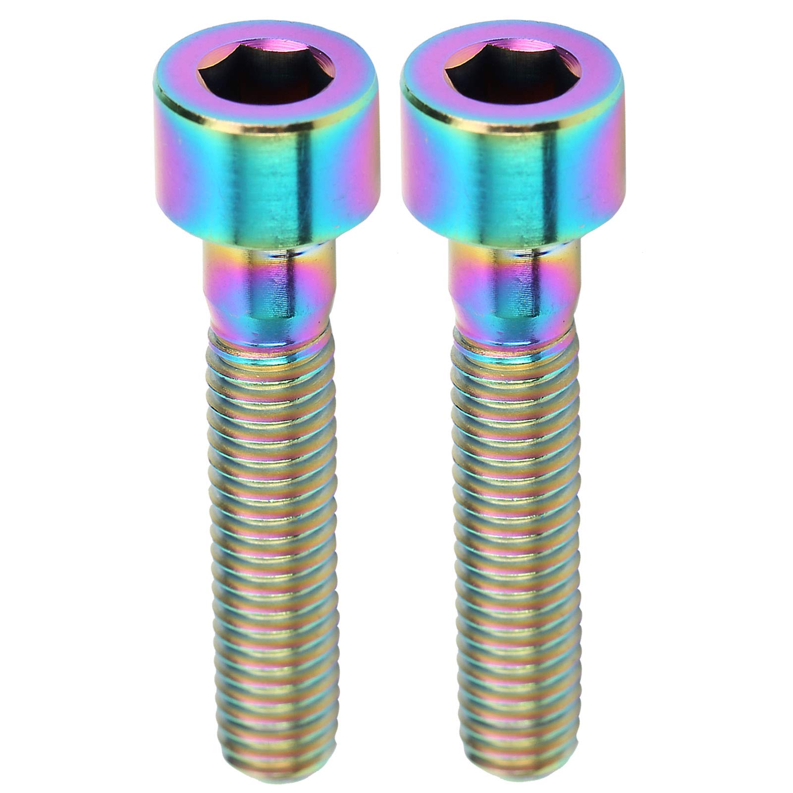 Keenso Bike Stem Screws, 2 Pcs M6 X 30mm Titanium Alloy Bicycle Handlebar Stem Mountain Bike Road Bike Headset Screws Set(Colorful) Bicycles and spare parts
