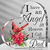 Karenhi 4 Inch Red Cardinal Christmas Gifts Memorial Bereavement Gift for Loss of Loved One Sympathy Decorations Loss of Mom Dad Son Husband in Heaven Glass Table Remembrance(6 Inch,Dad)