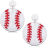 Beaded Baseball Earrings Sports Earrings Baseball Dangle Earrings Statement Sports Game Team Jewelry Gifts