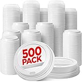 (500-Pack) Coffee Cup Lids - Disposable Coffee Lids for 8, 10, 12, 16, 20, & 24 oz Paper Cups, Dome for To-Go Beverages, Expresso, Tea, Hot Chocolate - White
